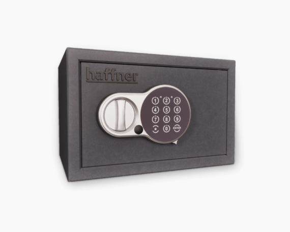 Newton Room 30L safe closed three-quarter view, equipped with a lock