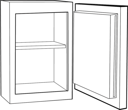 Technical drawing: Newton S1 80L burglary resistant safe open three-quarter view