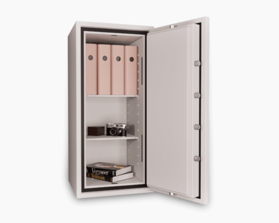 Newton S2 80L fire and burglary resistant safe open three-quarter view